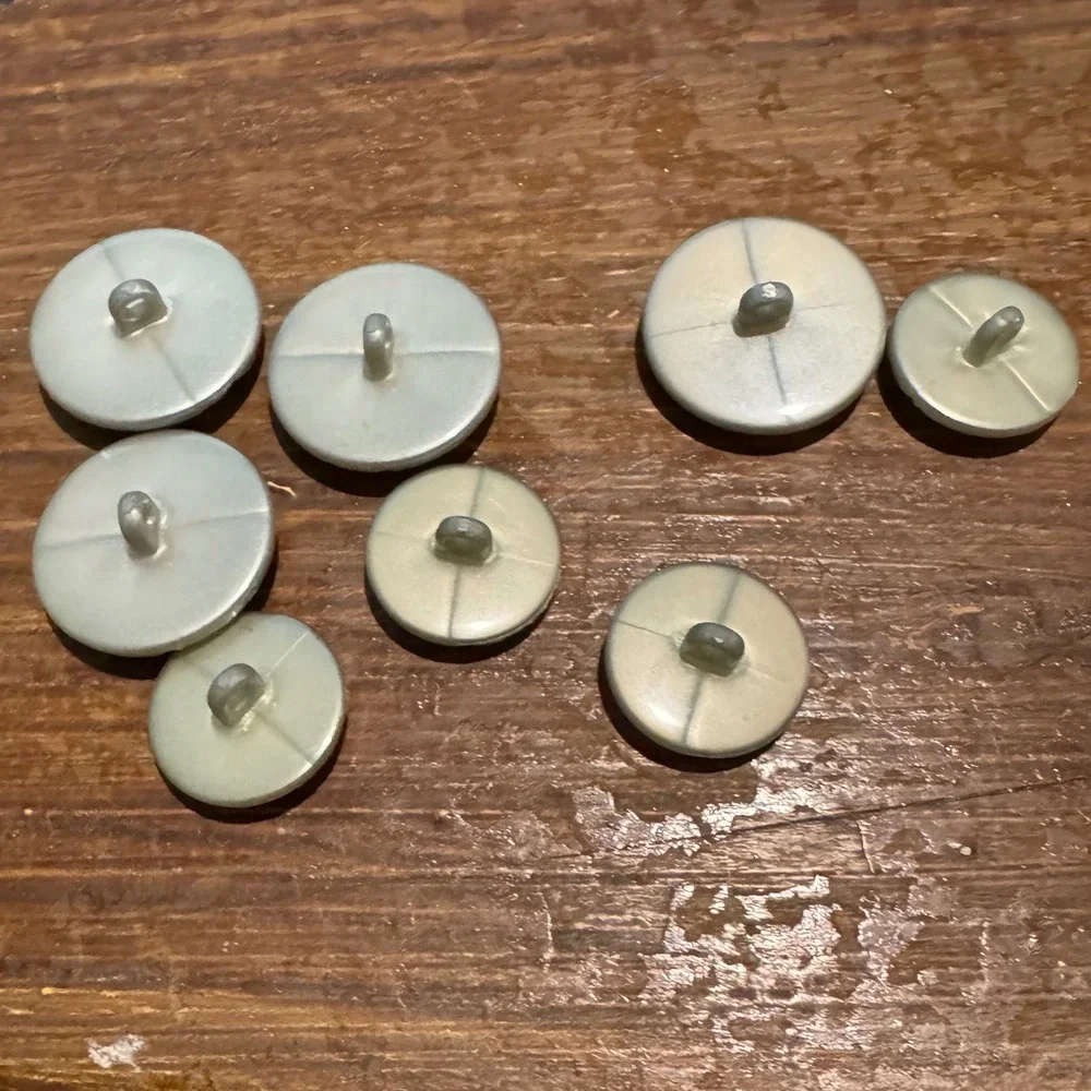 8 Vintage Iridescent Sage Green Art Nouveau Floral Leaf Shank Buttons Set